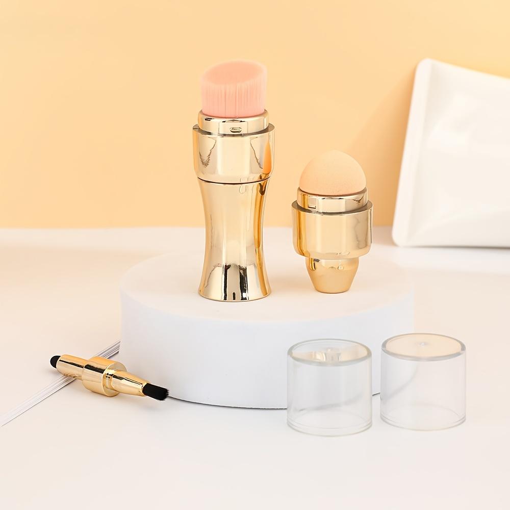 Pennello per Trucco Multifunzione a Doppia Testa Quattro-in-Uno con 4 Testine, Adatto per Trucco Occhi, Trucco Labbra, Fondotinta e Applicazione Cipria. L'Oro