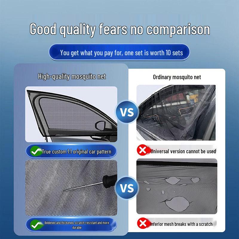 Car Window Anti-Mosquito Mesh Sun Shade & Privacy Curtain with Sun Protection