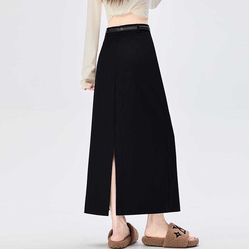 Irregular Split A-line Midi Skirt - Women's 2026 Spring High Waist Hip-hugging Fashion.