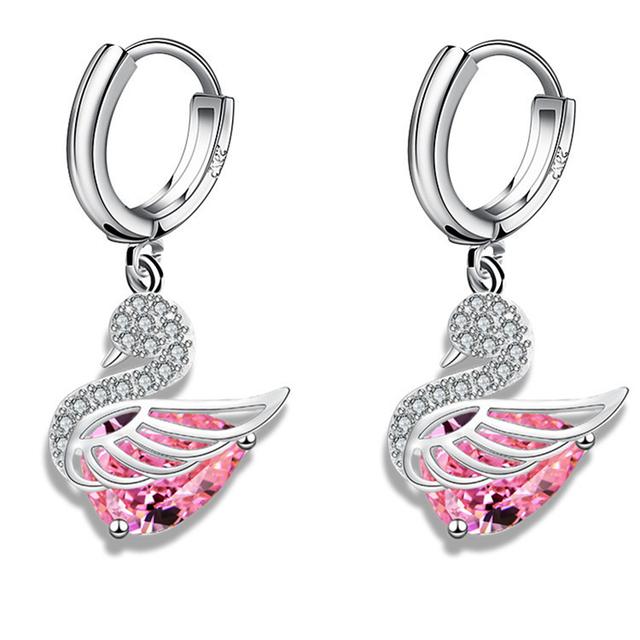 925 Stamp Silver Plated Women Drop Earrings Cute Goose Drop Pendant Multicolor Zircon Earring For Women Girl Jewelry