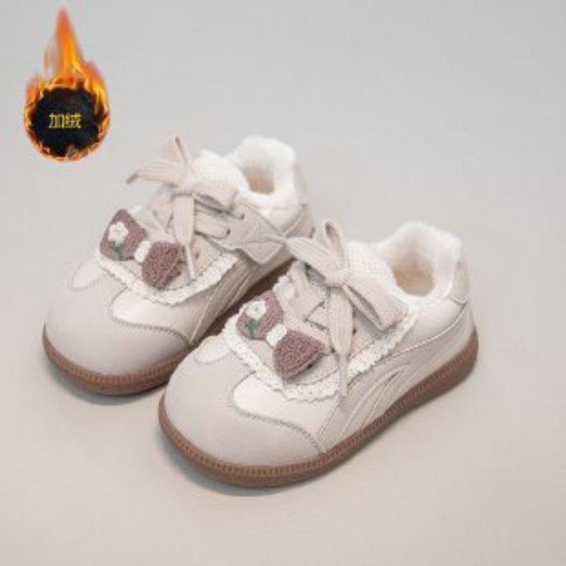 Kids Warm Lined Floral Decor Casual Sneakers 22 бежевый