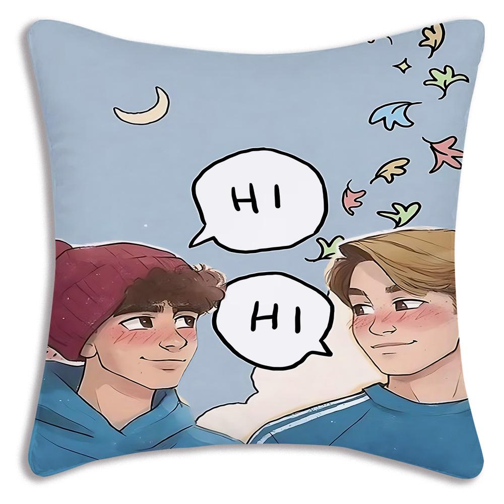 Cute anime For Heartstoppers Pillow Covers Cartoon Sofa Decorative Home Double-sided Printing Short Plush Cute Cushion Cover