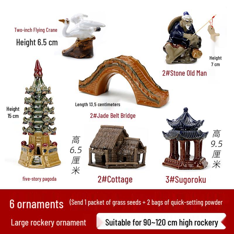 Rocalla de Piedra de Montaña Cerámica para Estanques de Peces, Decoraciones de Bonsái - Adornos de Paisaje para Patio.