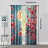 2pc,  Party Curtains Cherry tree blue sky sun petals Machine Washable Polyester,Without Electricity Party Decorations Use for