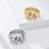 Women European Retro Twist Bread Band Titanium Steel Ring 18K Gold Plated Niche Light Luxury Daily Commute Versatile Jewelry