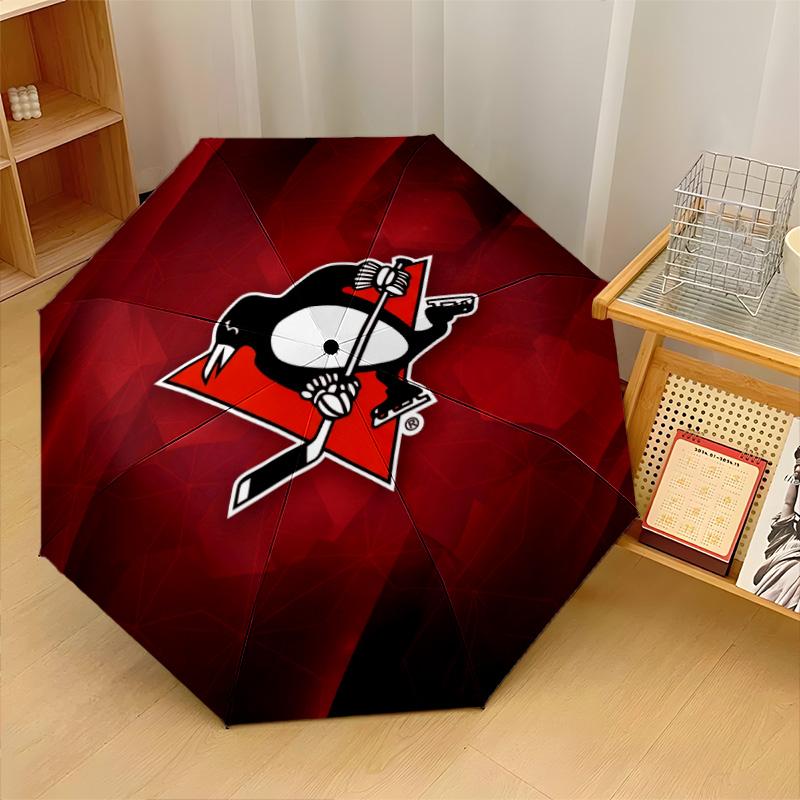 Pittsburgh Penguins Print Auto 8?Ribs Folding Umbrella Wind Resistant Lightweight Automatic Umbrella For Daily Travel