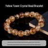 Natural Yellow Topaz & Citrine Crystal Round Bead Bracelet with Azeztulite for DIY Beading Accessories