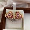 Multi-Layer Clover Flower Stud Earrings Zircon Light Luxury Personality Versatile Niche Design Sweet And Delicate Stud Earrings