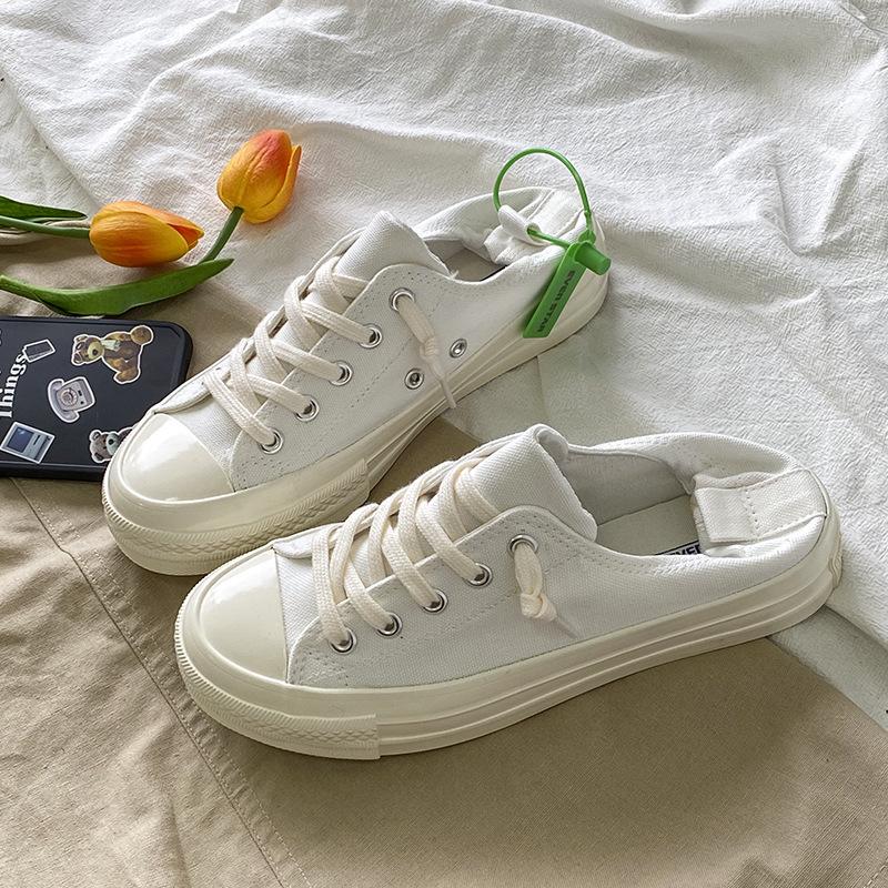 New student one-pedal lazy shoes board shoes retro canvas shoes 116