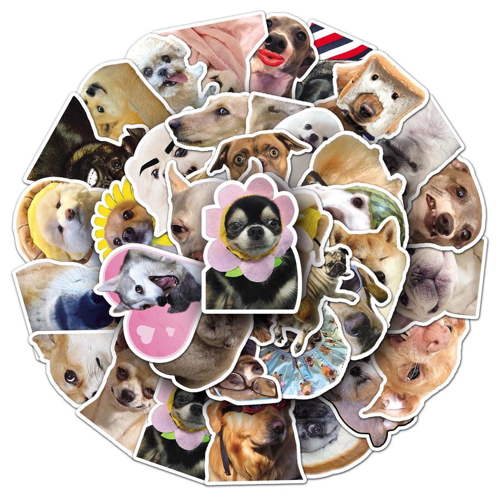 50pcs Cute Dog Emoji Stickers for Pets & Cars - Fun Graffiti Style