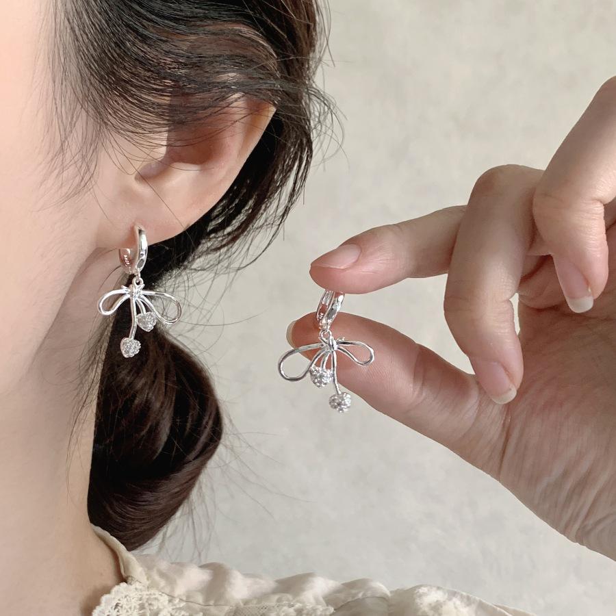 Elegant Love Heart Bow Earrings: Princess Style, Exquisitely Crafted for Women