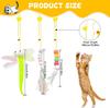 Hanging Door Bouncing Interactive Cat Toy Feather Stick Retractable Cat Teaser Wand Toy with Suction Cup Interactive Cat Toy