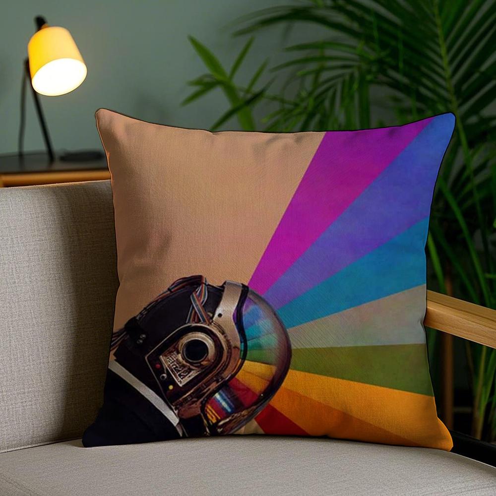 Band D-Daft Punk Cushion Cover Soft Short Plush Double-Sided Printing Home Decor Machine Washable Pillow Case Gift