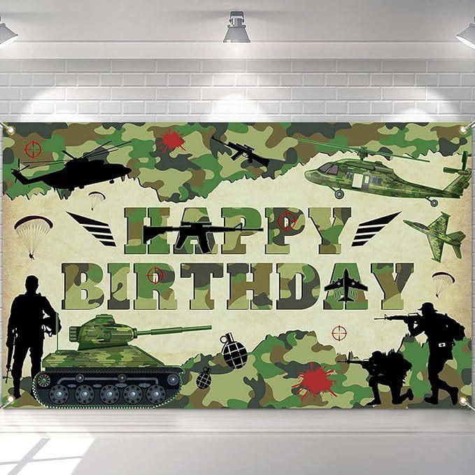 Camouflage Birthday Background Cloth Boy Military Camouflage Camping Military Training Party Decorative Banner Background