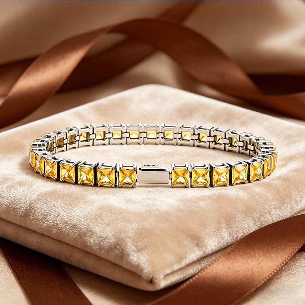 Multi-colored fashionable 4mm wide tennis chain, zircon sparkling hip-hop style exquisite jewelry bracelet for men and women