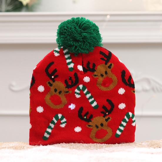 Knitting Hat With Led Lights Santa Claus Deer Christmas Tree