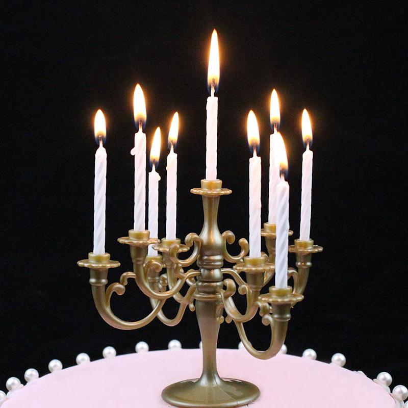 Candle Holder Baked European Romantic Retro Golden Plastic Creative Thread Candle Holder Cake Decoration Ornaments