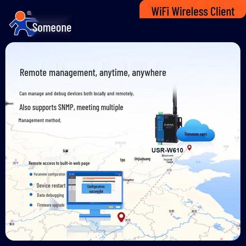 USR-W610S Industrial WiFi Serial Server & Modbus Gateway