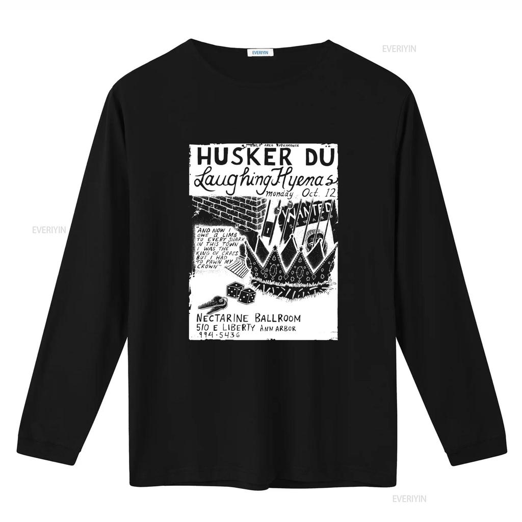 Husker Du Laughing Hyenas Gig Flyer Inspired Limited Edition Classic Black Tribute T Shirt Vintage Washed Versatile Streetwear