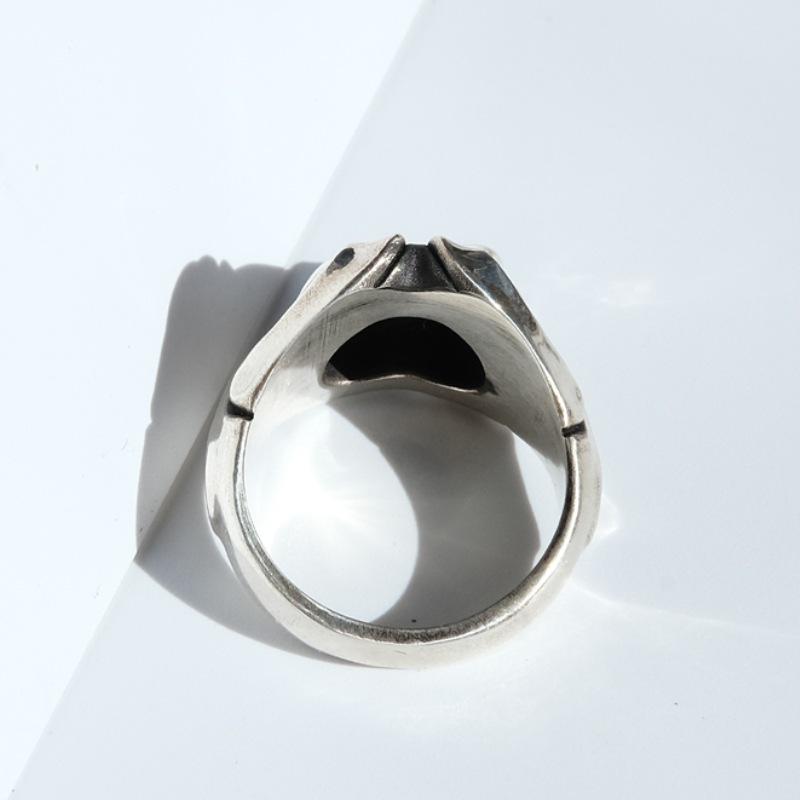 Yin Taifei Thai Silver Handmade Men's Retro Open Ring - Unique Heavy Craftsmanship