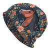Pc Fashionable Horse Print Knit Beanie for Men Polyester and Elastane Skull Cap Artistic Bonnet with Floral Design