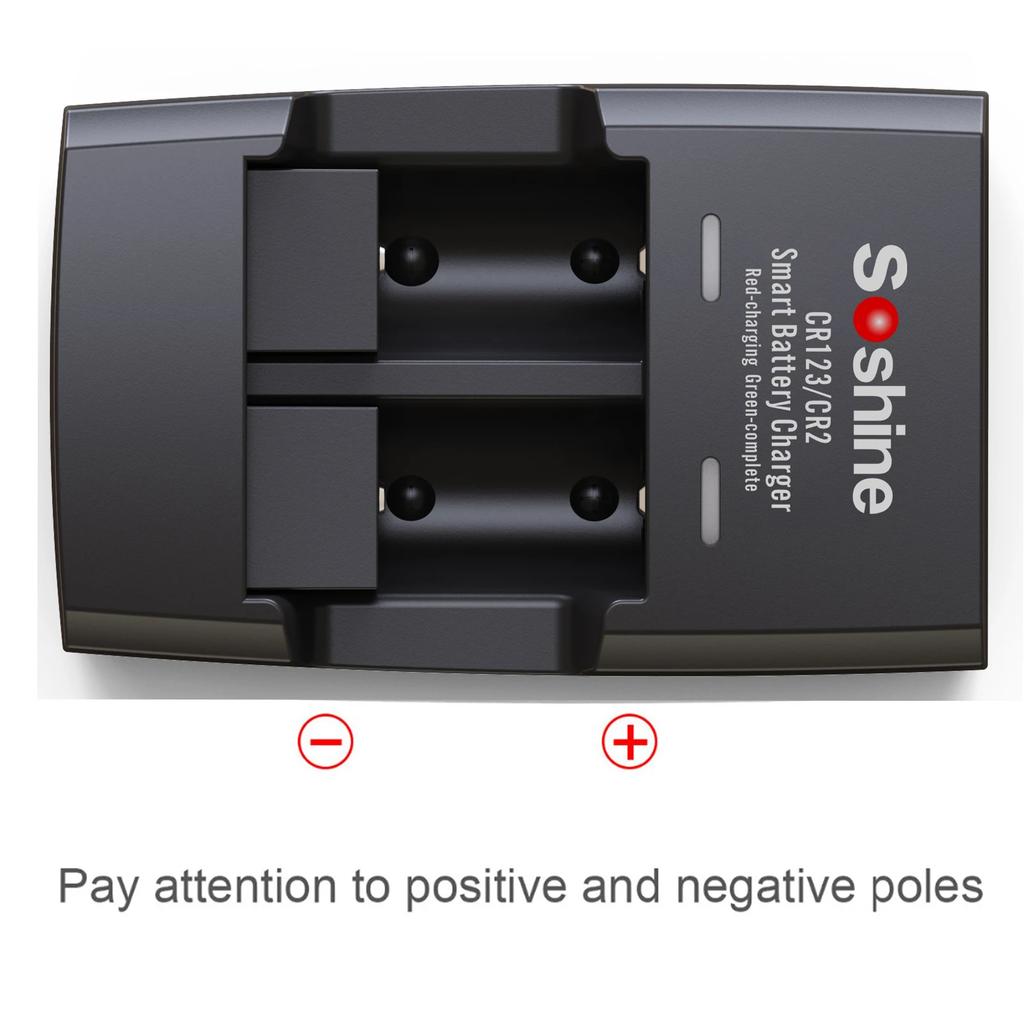 Soshine CR2 Rechargeable Battery and Charger 3.2V 300mAh LiFePo4 Battery for Rangefinders Telescopes Electric Toys Smoke Alarms