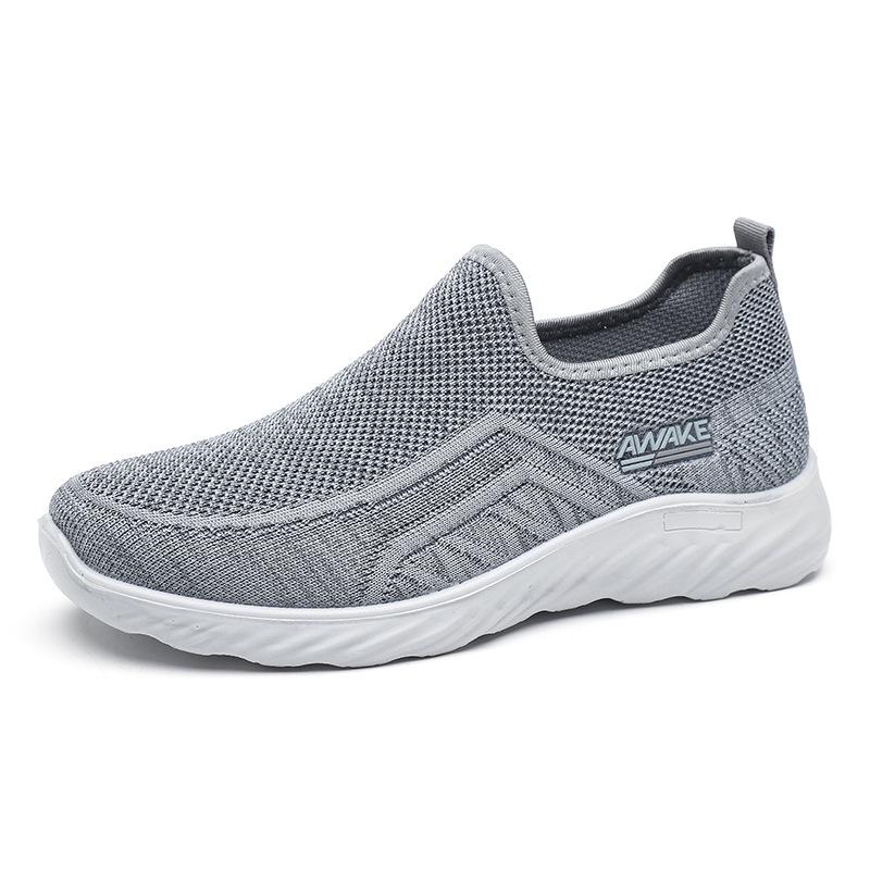 Middle-aged dad shoes spring and summer one-pedal hollow flying woven men's shoes old Beijing cloth shoes walking men's shoes
