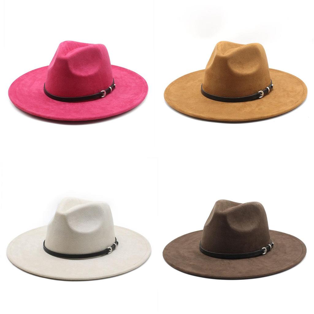 Traditional Ethnic Style Fedora Hat With Suede Fabric And Wide Brim For Winter Wear