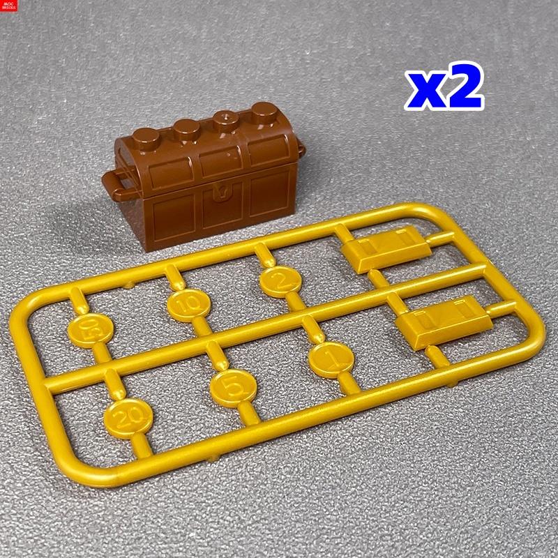 Non-Toxic Moc Bricks Utensil Ingot Bar Dollar Coin Money Gold Silver Painted Gold Gem Treasure Box 99563 Building Blocks Children'S Toys