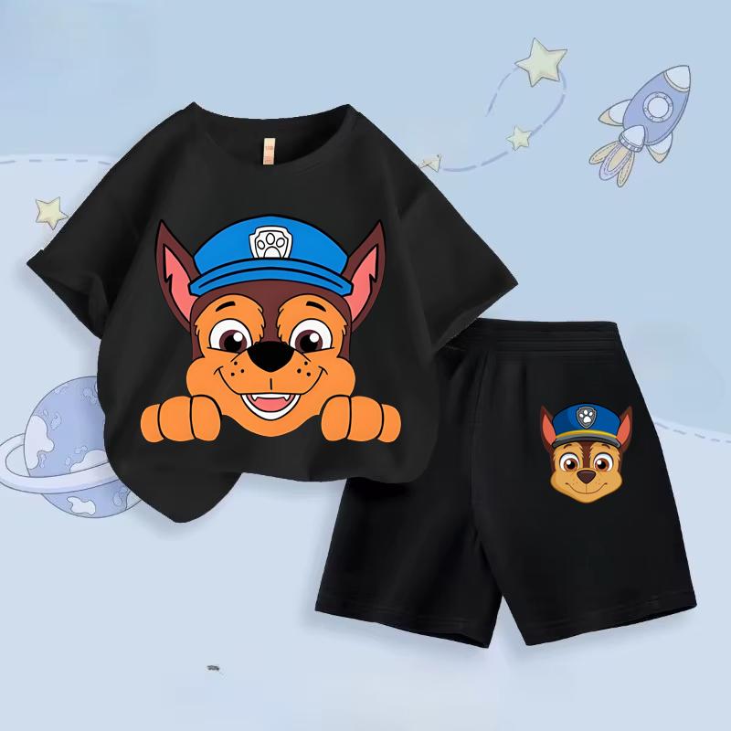 Paw Patrol Kids T-Shirt Set Boys Summer Short Sleeve and Shorts Two-Piece Set Casual Outfit