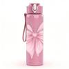 1PC Pink Bow Ribbon Easter Soft Line Art 750ml Color Plastic Sports Water Bottle Leakproof Flip Straw Lid Suitable for Sports Office Home Use