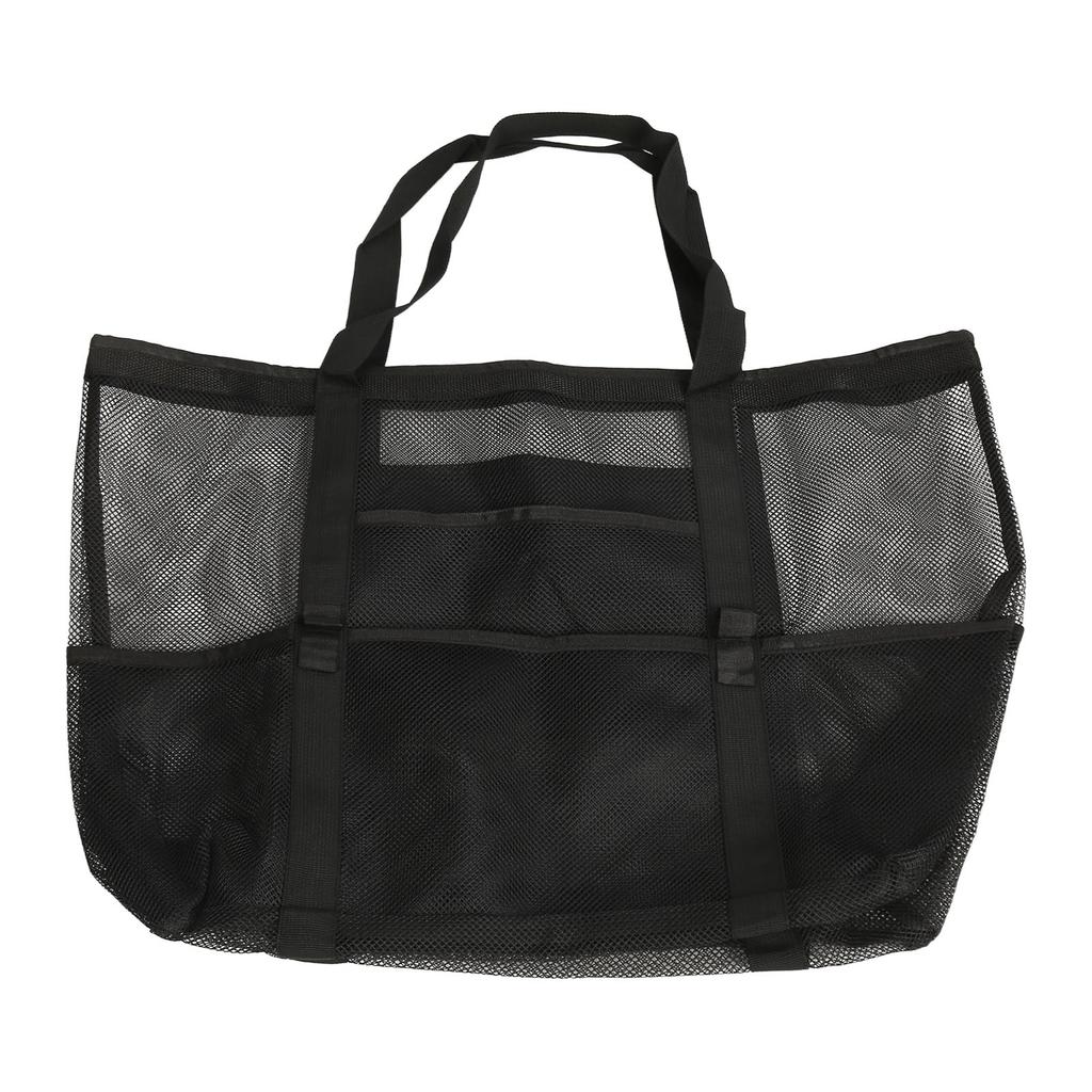 Ekstra Büyük Plaj Çantası Elde Taşınabilir Plaj İçi Boş File Çanta Siyah Büyük Kapasiteli Omuz Plaj Çantası