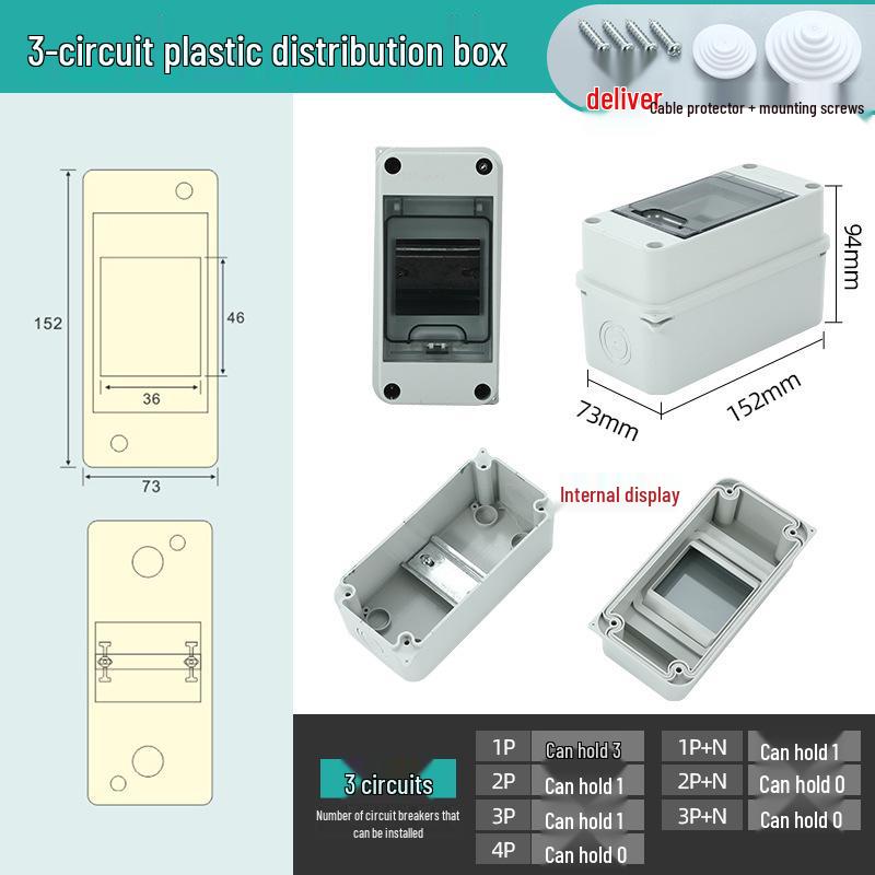 HT-Circuit Waterproof Outdoor Distribution Box for Construction and Household Electric Metering, Surface Mounted Switch Box.