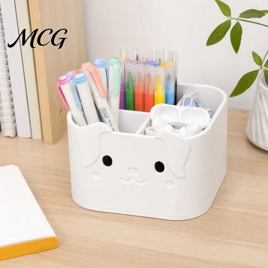 Desktop Storage Caddy 3D Printed Remote Control Holder, Animal Design Box Rabbit Organizer for Desk, 4-Compartments TV