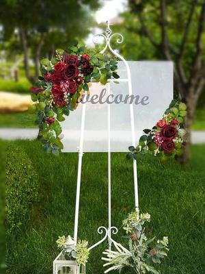 Paquete de 2 Flores de Boda, Decoraciones de Flores Artificiales, Boda, Banquete, Fiesta, Señal de Bienvenida para la Entrada de la Recepción y Decoración de Fondo