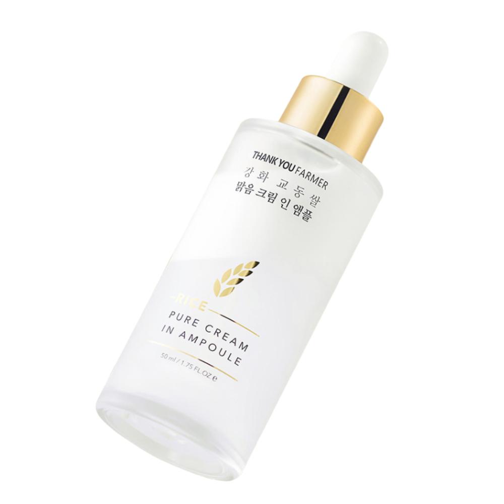 THANK YOU FARMER Rice Pure Cream In Ampoule 50ml - Deep Hydrating & Nourishing Rice Extract Serum