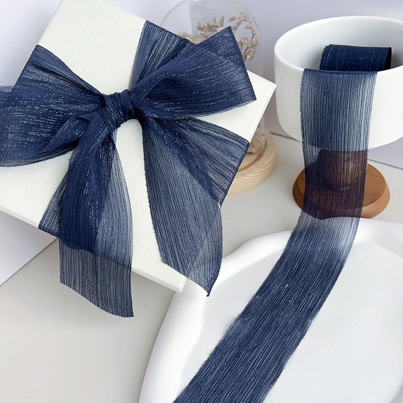 1PC Silver Glitter Ribbon Sparkling Organza Ribbon Ribbon Bow Wedding Cards & Invitations