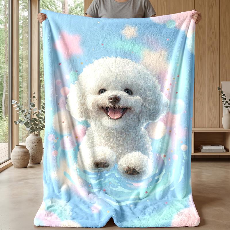 Poodle in Pastel Dreams Theme blanket Lightweight Warm Flannel Blanket Decorative Throw Blanket for Home Decoration