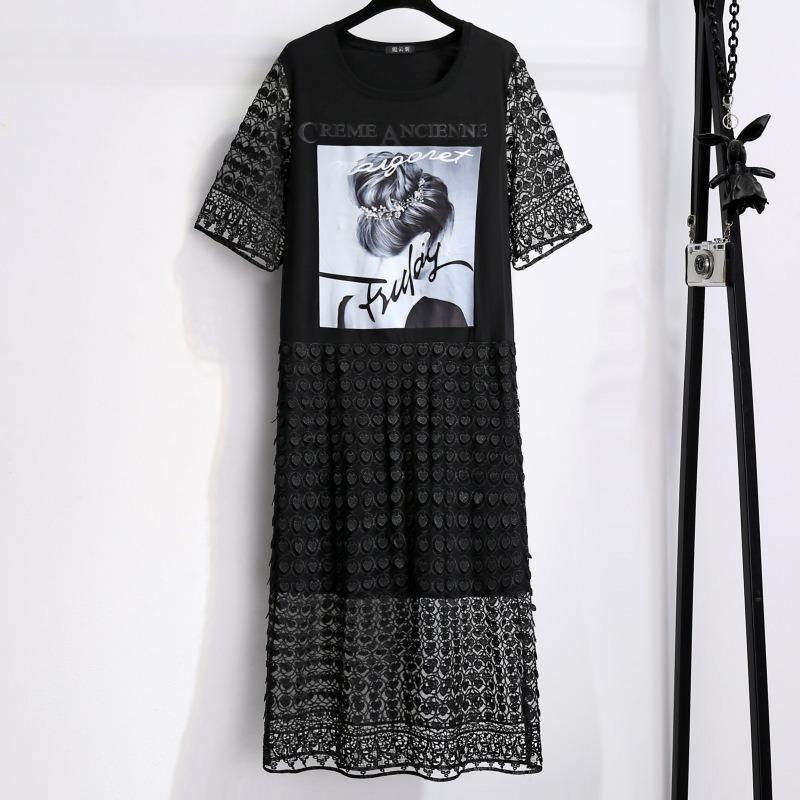 

Плюс Размер Женщин Новое Модное Кружевное Утягивающее Платье Средней Длины XXL