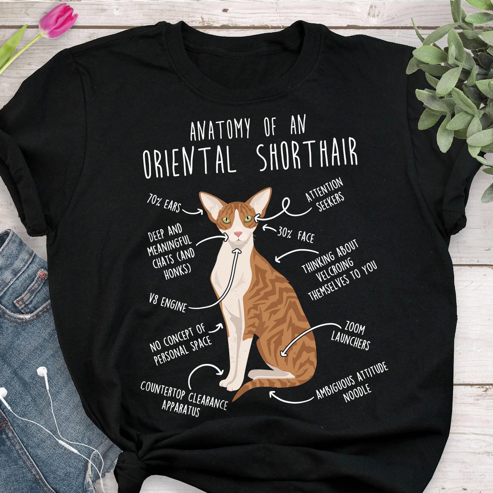 Oriental Shorthair Cat Shirt, , , Funny Red Tabby Oriental Shorthair Gift, Cute Pet T-shirt Cat Lover Tshirt Orange Bi Color Mom Dad 130