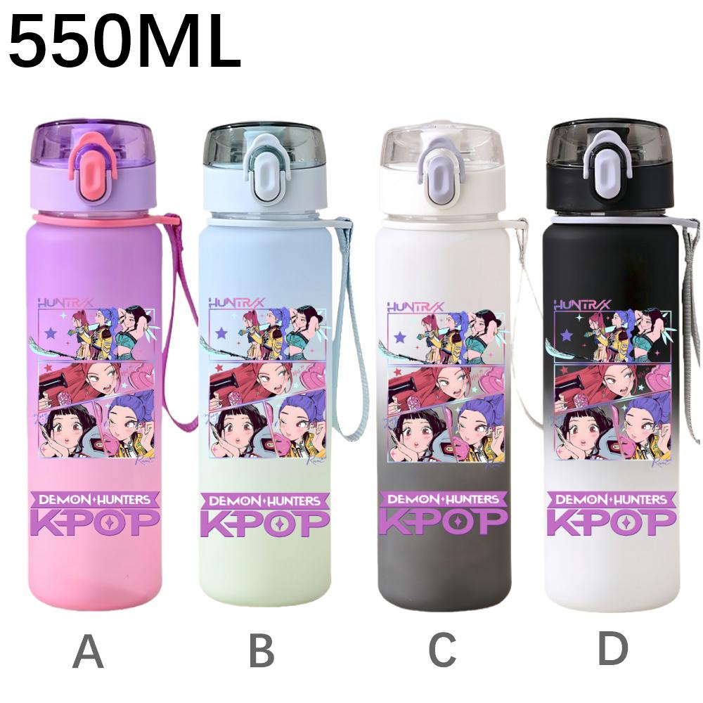 550ML KPop Demon Hunters Cartoon Print Sport Water Bottle Leak Proof Water Cup Outdoor Sports Drinking Bottle Birthday Gifts