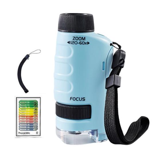 

Дитячий мікроскоп зі збільшенням 60x-120x Портативний науковий мікроскоп для школи на природі синій