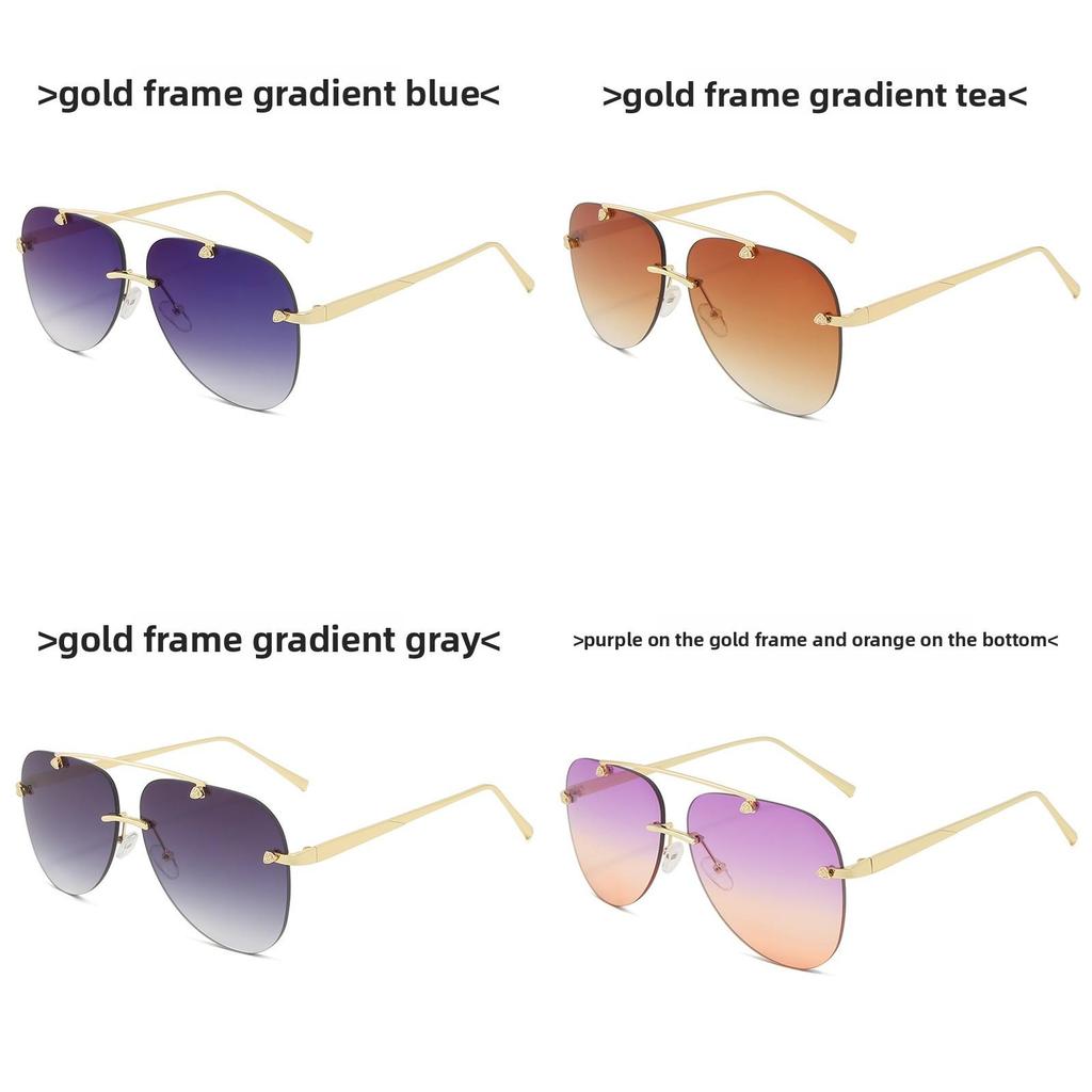 Fashion Metal Frameless Frog Eyes With Gradient Sunglasses For Outdoor Sun Protection And Driving