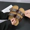 Fashion temperament one-word thick-soled height-increasing slippers for women's summer wear 2025 new high-end super-hot versatile cool slippers