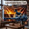 Mountain Landscape Theme Throw Blanket Custom Name Text Personalized Blanket Soft Cozy Blanket for Home Sofa Bed