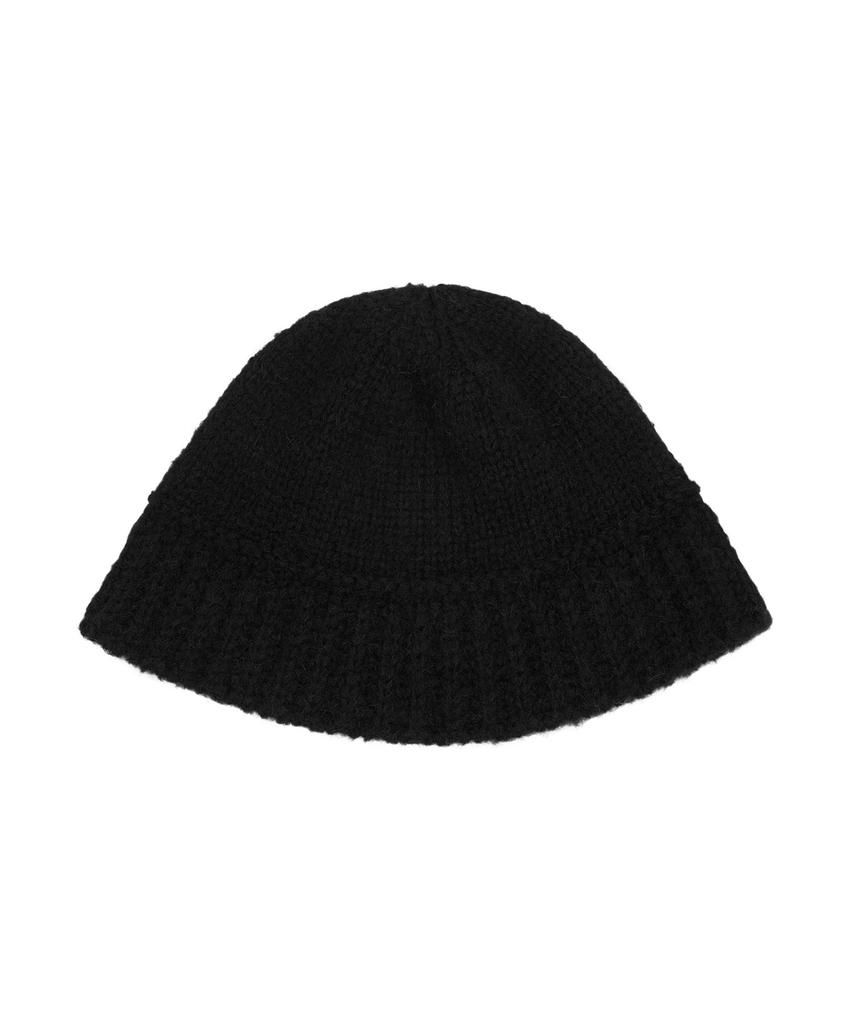 Bajal Monogram Label Wool Knit Bucket Hat Black