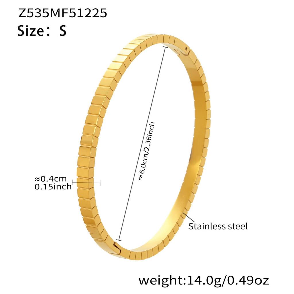 18K Gold-Plated Stainless Steel Bracelet with Zirconia Insets – Geometric Luxury Design