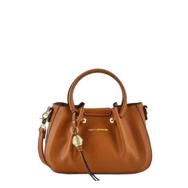Handbag - Ted Lapidus - AU8923 - Color Camel (gold) - Coated Canvas - 26x17x9 Cm