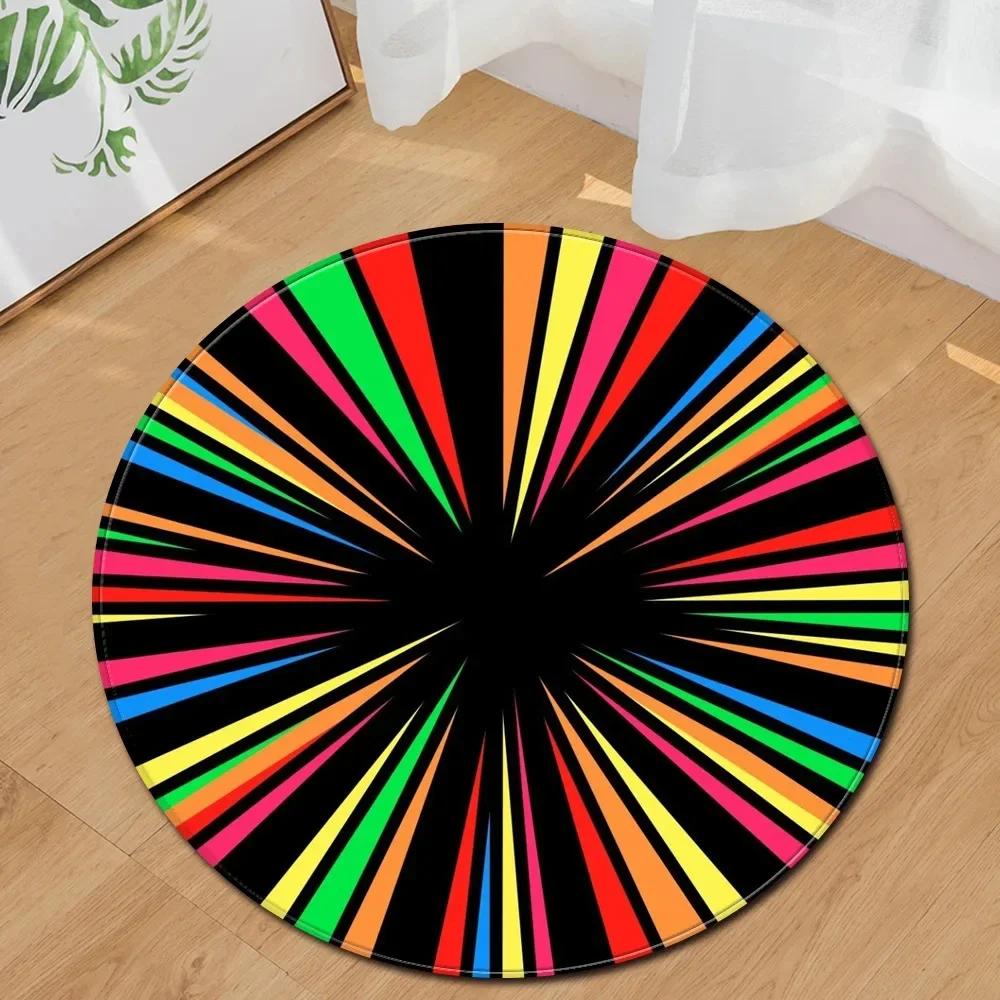 Colorful Trippy Rainbow Swirl Modern Round Carpet Circle Area Rug For Bedroom Living Room Decor Floor Mats Computer Chair Mat