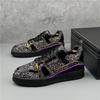 Fashion Luxury Designer Men's Charm Rhinestone Sequin Patchwork All Match Platform Causal Shoes Male Flats Moccasins Walking Sneakers